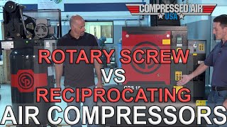 Rotary Screw VS Reciprocating Air Compressors  CompressedAirUSAcom [upl. by Herodias48]