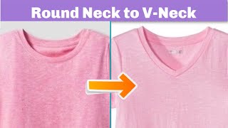 Convert Any Round Neck Tshirt to a Professional Looking VNeck Tshirt in 15 minutes  stayathome [upl. by Leakcim]