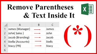 How To Remove Brackets amp Anything Inside it In Excel [upl. by Neros234]