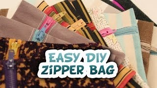 5 Minute Zipper Bag EASY DIY  Whitney Sews  How to [upl. by Ahens296]