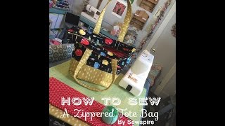 How to Sew A Retro Zippered Tote Bag by Sewspire [upl. by Prentice]