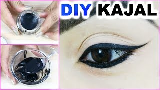 DIY Kajal At Home  Smudge Free Long Lasting Blackest Black 100 Natural  Anaysa [upl. by Ssur]