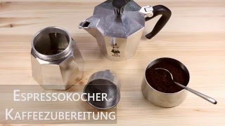 Kaffeezubereitung mit dem Espressokocher  Mokakanne [upl. by Sonitnatsnok]