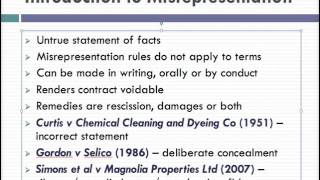 Misrepresentation Lecture 1 of 4 [upl. by Tova]