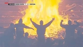 Crowd sets fire to stands at Belgrade derby match [upl. by Mandi]